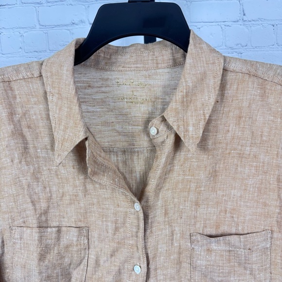 Lilly Pulitzer Tan Sea View Linen Button Down Top Size Large - Picture 3 of 5